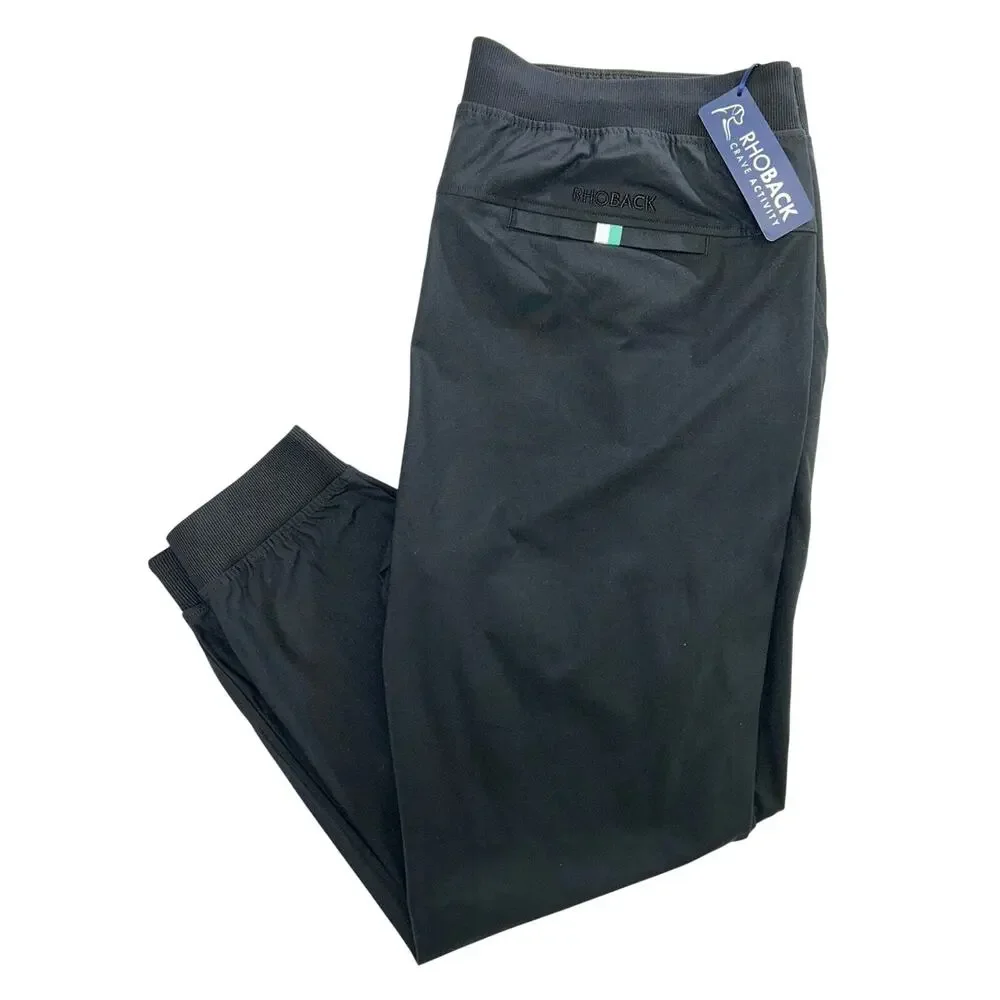 Rhoback Men’s Dashers Performance Joggers Pants Black Pockets Size 3XL NWT